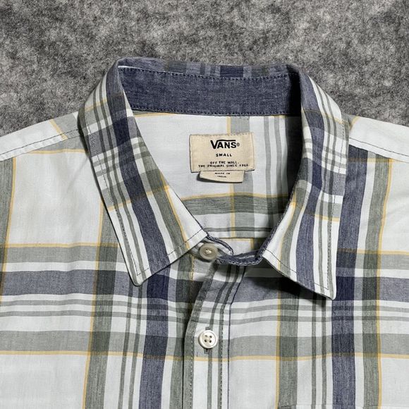 VANS Off The Wall Shirt Mens S Plaid Button Up Blue Pockets Skateboarding - Picture 13 of 17